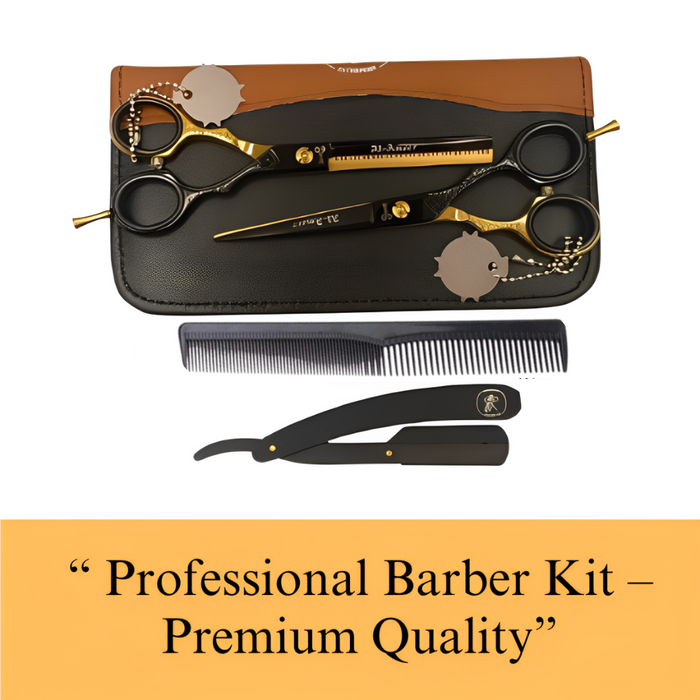 Professional Gold & Black 4-in-1 Personal Barber Kit | Japanese Steel | Premium Hair Cutting Set